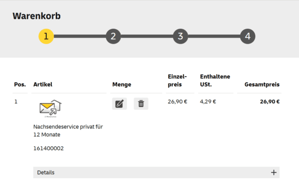 تقديم طلب Nachsendeauftrag
