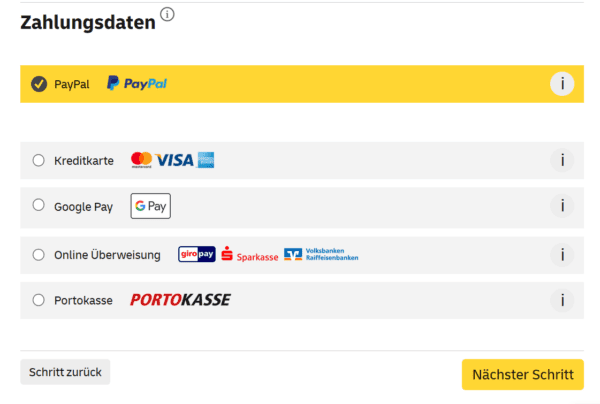  NACHSENDESERVICE يمكنك الدفع باحدى الطرق التالية