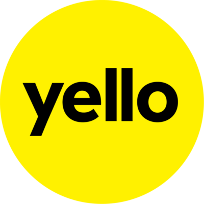 a yellow circle with black text